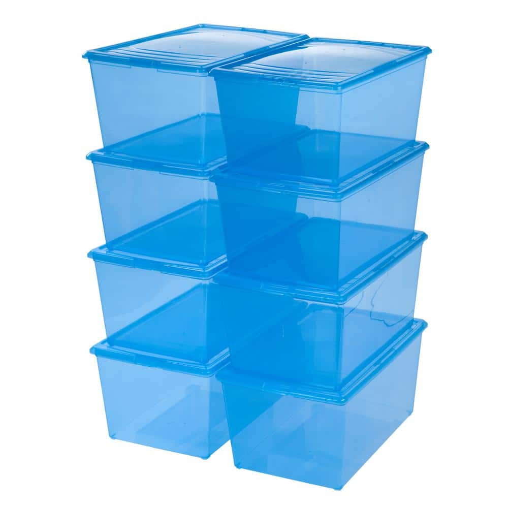 IRIS 64Qt. Modular Storage Box in Blue (8Pack) 585021 The Home Depot