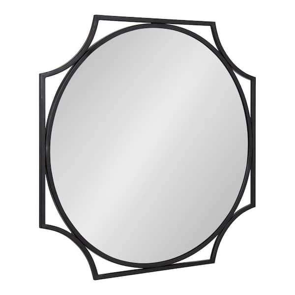 Kate and Laurel Rateau 28.00 in. W x 28.00 in. H Round Metal Black Wall Mirror