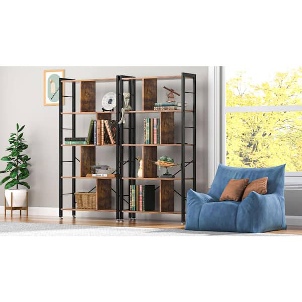 VECELO Corner Shelf, 63 Inch Tall Storage Cabinet, 5-Tier Bookshelf Di