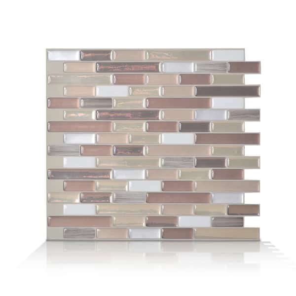 smart tiles Muretto Durango Beige 10.20 in. W x 9.10 in. H Peel and Stick Self-Adhesive Decorative Mosaic Wall Tile Backsplash