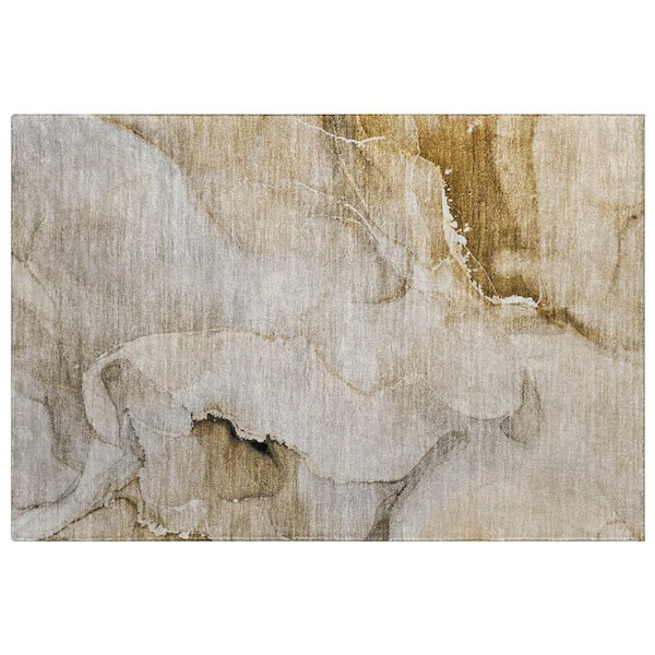 Dream Shag Premium Machine Washable Abstract ADS521 Beige 2 ft. x 3 ft. Accent Rug