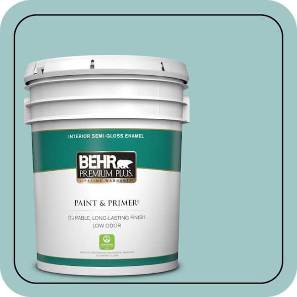 BEHR PREMIUM PLUS 5 gal. Home Decorators Collection #HDC-SP16-08 Blue Bell Semi-Gloss Enamel Low Odor Interior Paint & Primer