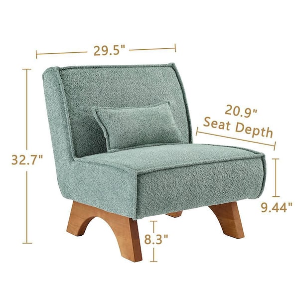 Bijbel bovenstaand Hallo Art Leon COZY Off Grayish Mint Green Fabric Accent Slipper Chair with  Lumbar Pillow and Wood Legs MS035-1-PG - The Home Depot