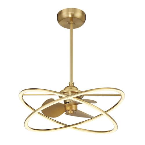 Dorado 25 in. W Indoor Warm Brass Integrated LED Ceiling Fan D´Lier with Frosted Acrylic Glass and Remote Included Savoy House Ceiling Fans With Lights