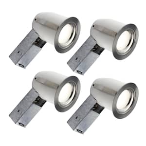 3-in. Brushed Chrome Intergrated LED Recessed Fixture Kit for Damp Locations (4-Pack)