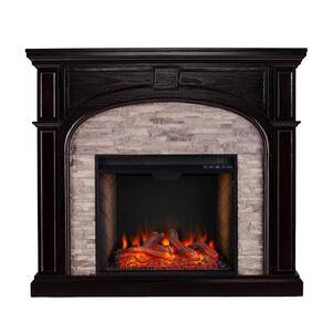 Agelina Alexa-Enabled 45.75 in. Electric Smart Fireplace with Faux Stone in Ebony