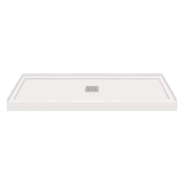 Transolid Linear 32 in. L x 60 in. W Alcove Shower Pan Base with Center Drain in Grey