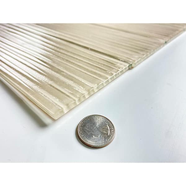 Italian Cream 4 in. x 16 in. x 6 mm Textured Large Format Glass Subway Tile (8 sq. ft./Case)