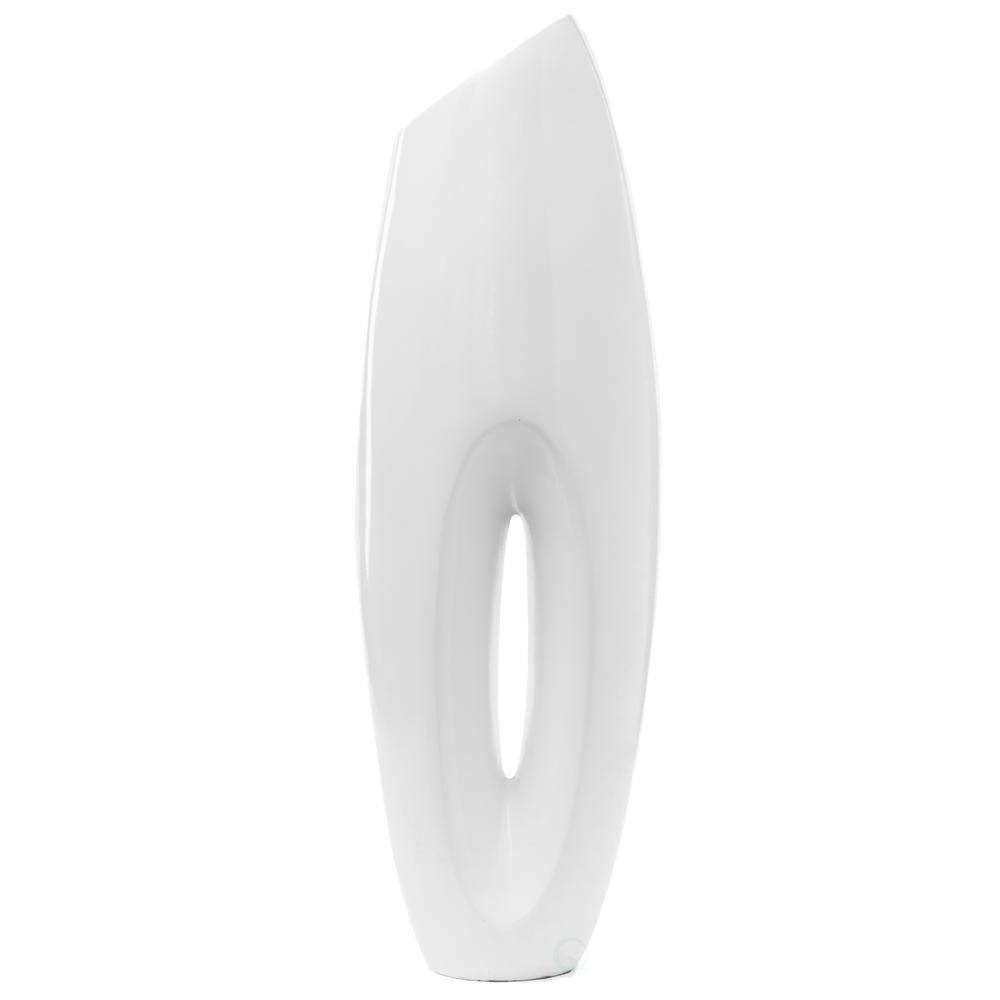 Modern White Magnesium Oxide Tall Floor Vase with Metal Base