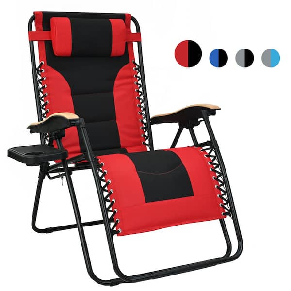 Upha Red Black Zero Gravity Steel, Red And Black Folding Patio Chairs