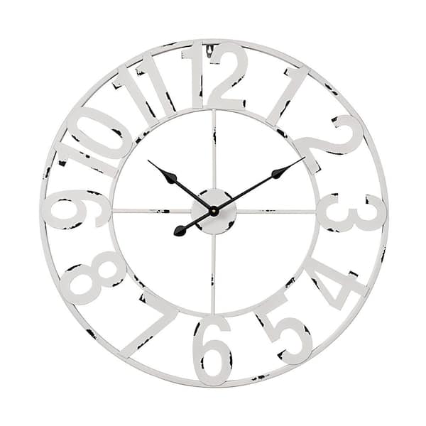 Utopia Alley Manhattan Industrial Wall Clock, Analog, White