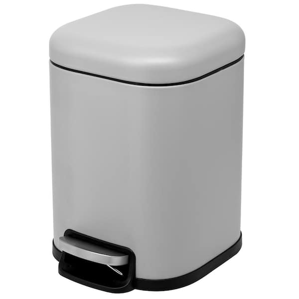 Square 6 L/1.6 Gal. Pedal Trash Bin with Soft Close Lid in Matte Gray