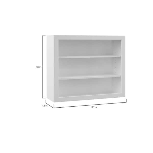 Hampton Bay Designer Series Melvern Assembled 36x30x12 in. Wall Open Shelf Kitchen Cabinet in White