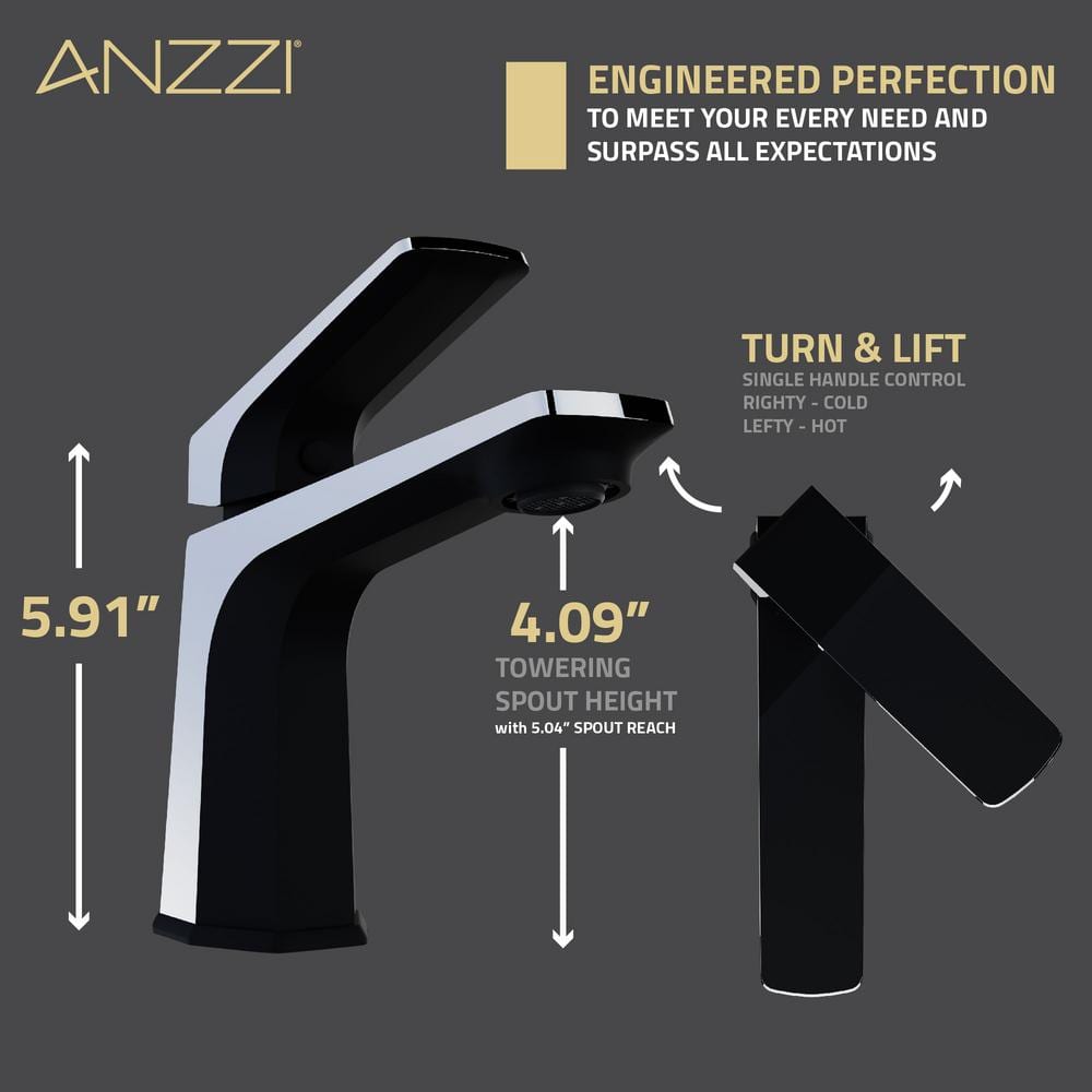 Matte Black and Chrome Single Handle Bathroom Faucet with Pop-Up Drain