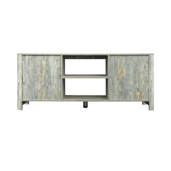 GODEER 57.87 in. Gray TV Stand with Adjustable Storage Cabinet Fits TV's up to 55 in.