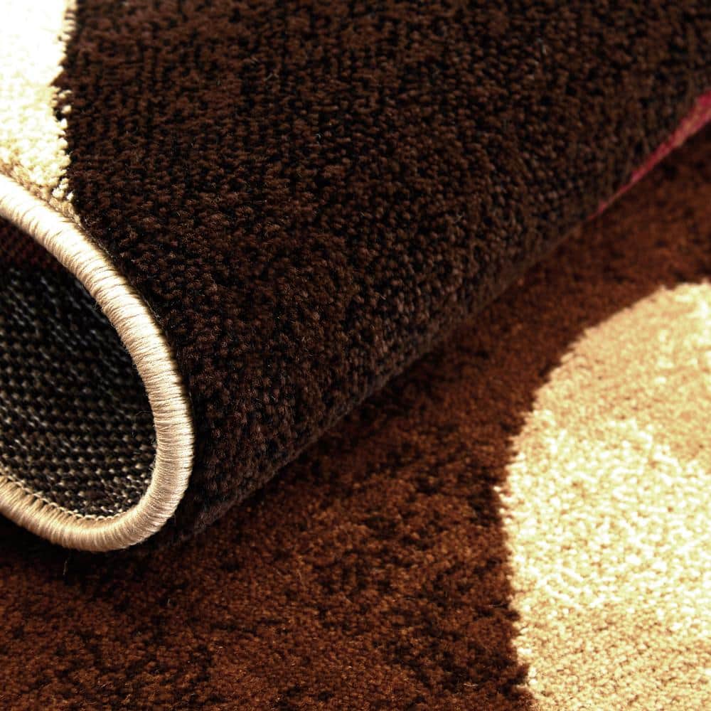 Elegant Abstract Swirl Tufted Area Rug, Brown/Red, 9' x 12'
