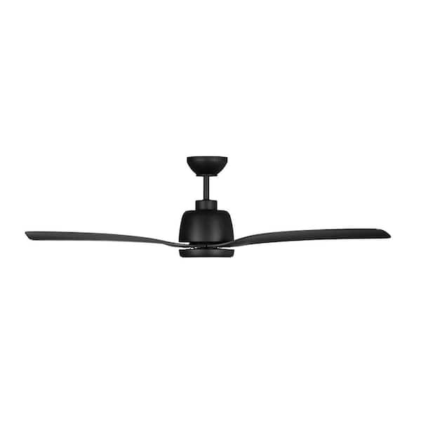 Generation Lighting - Avila Coastal 54 in. Integrated LED Indoor/Outdoor Black Ceiling Fan with Light Kit, Remote Control and Reversible Motor