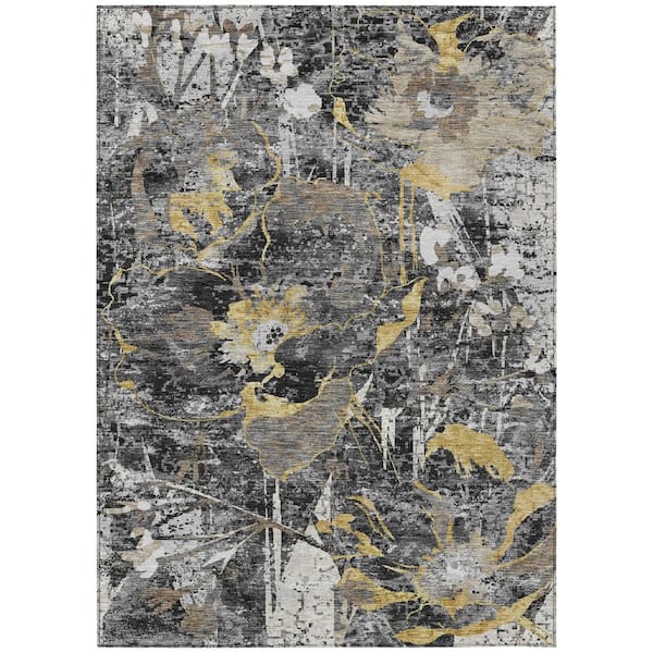 Chantille Machine Washable Indoor/Outdoor Abstract ACN2929 Black 10 ft. x 14 ft. Area Rug