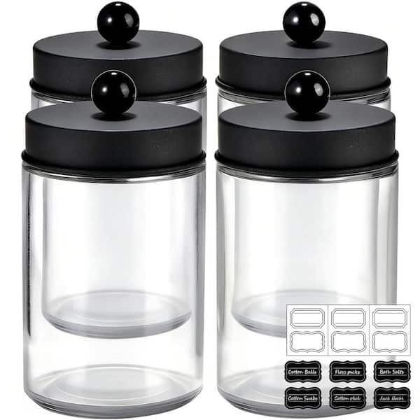 Wudkey 4-Pack Open-Top Glass Storage Jar with Chalkboard Labels