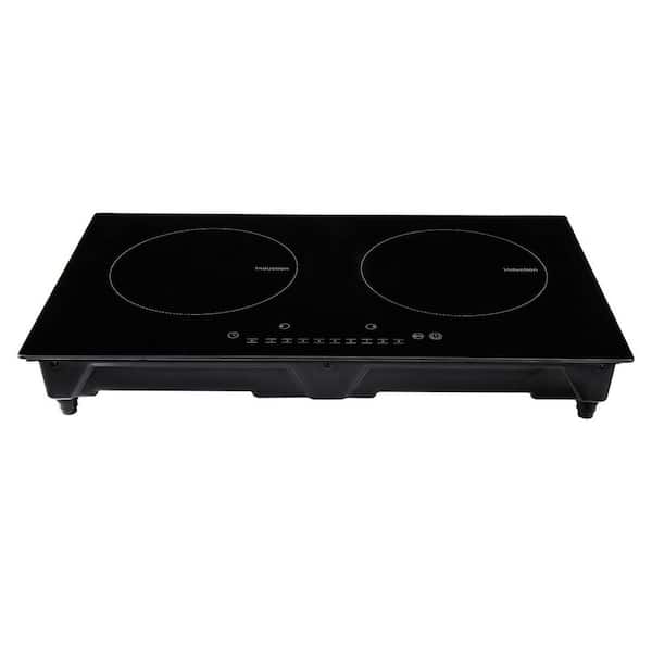 SKYSHALO Electric Cooktop, 2 Burners, 24 in. Induction Stove Top, Built-in Magnetic Cooktop 1800 W, 9 Heating Level Burner