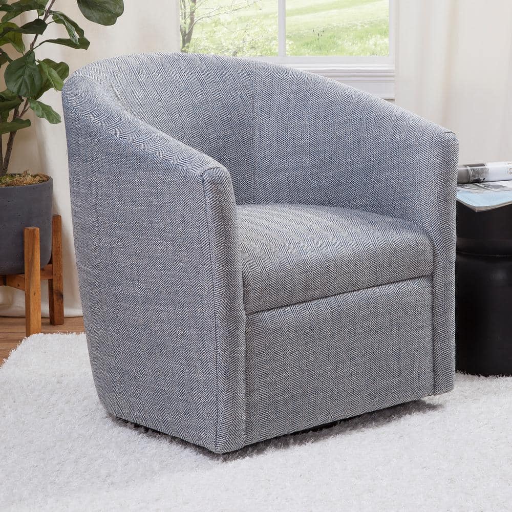 Indigo Barrel Swivel Accent Chair with Manufactured Wood Frame