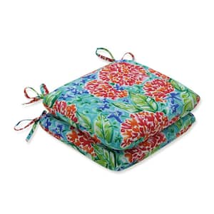 Floral 18.5 x 15.5 Outdoor Dining Chair Cushion in Pink/Blue/Green (Set of 2)