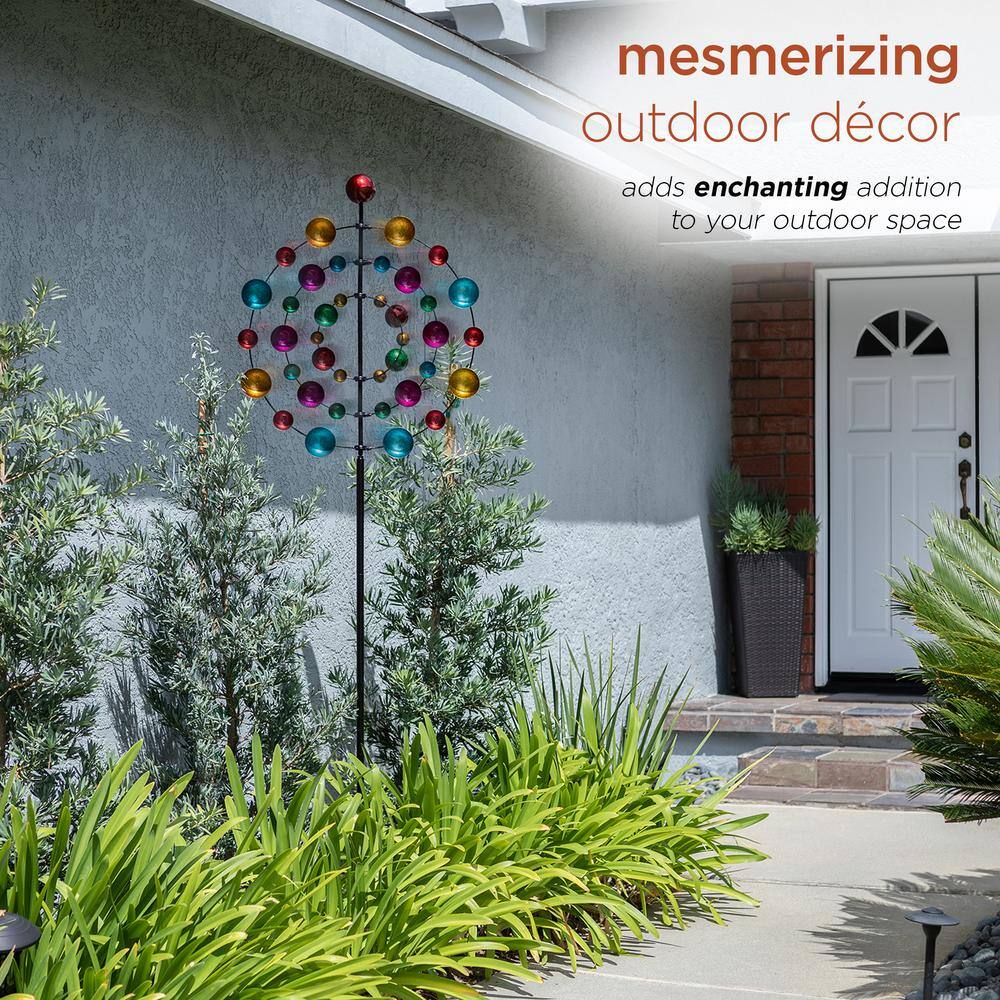 89" Multi-Color Iron Kaleidoscopic Kinetic Garden Stake
