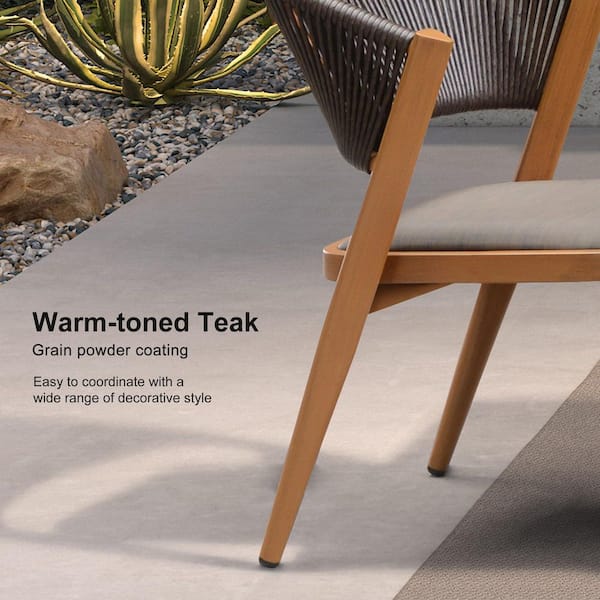 11-Piece Aluminum Wicker Dining Table and Chairs Patio Outdoor Dining Set Teak Furniture Set with Cushions, Brown