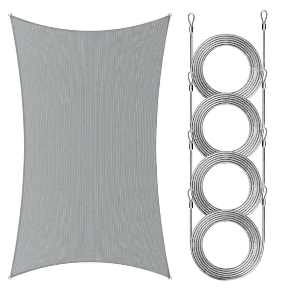 10 ft. x 20 ft. Rectangle Sun Shade Sail with Rope-Gray