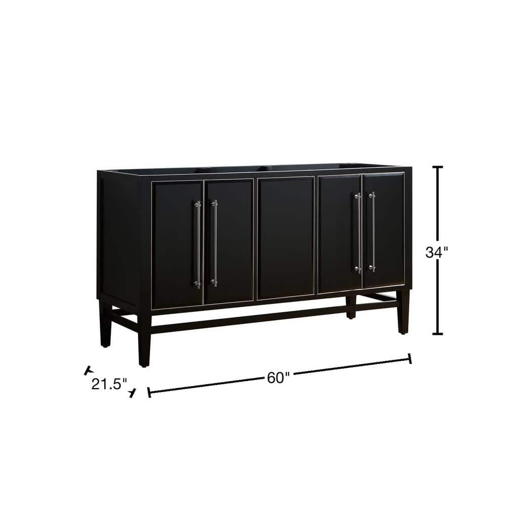 Mason 60" Black Solid Wood Double Vanity Cabinet