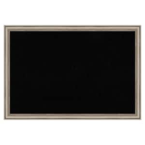 Salon Scoop Pewter Wood Framed Black Corkboard 26 in. x 18 in. Bulletin Board Memo Board