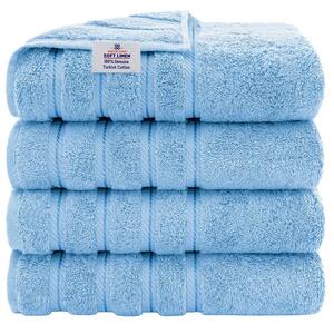 Bath Towel Set, 4 Piece 100% Turkish Cotton Bath Towels, 27x54 inches Super Soft Towels for Bathroom, Sky Blue