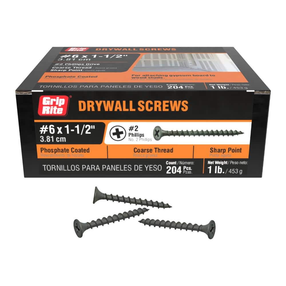"#6 x 1-1/2 in. #2 Phillips Bugle Head Coarse Thread Drywall Screws 1 lb. Box" price history on PriceWatchPro
