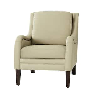 Gertrudis Beige 27.56 in. W Genuine Leather Upholstered Arm Chair with Nailhead Trims