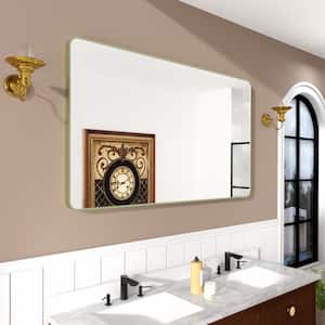 Cosy 60 in. W x 36 in. H Rectangular Framed Wall Bathroom Vanity Mirror in matte Green