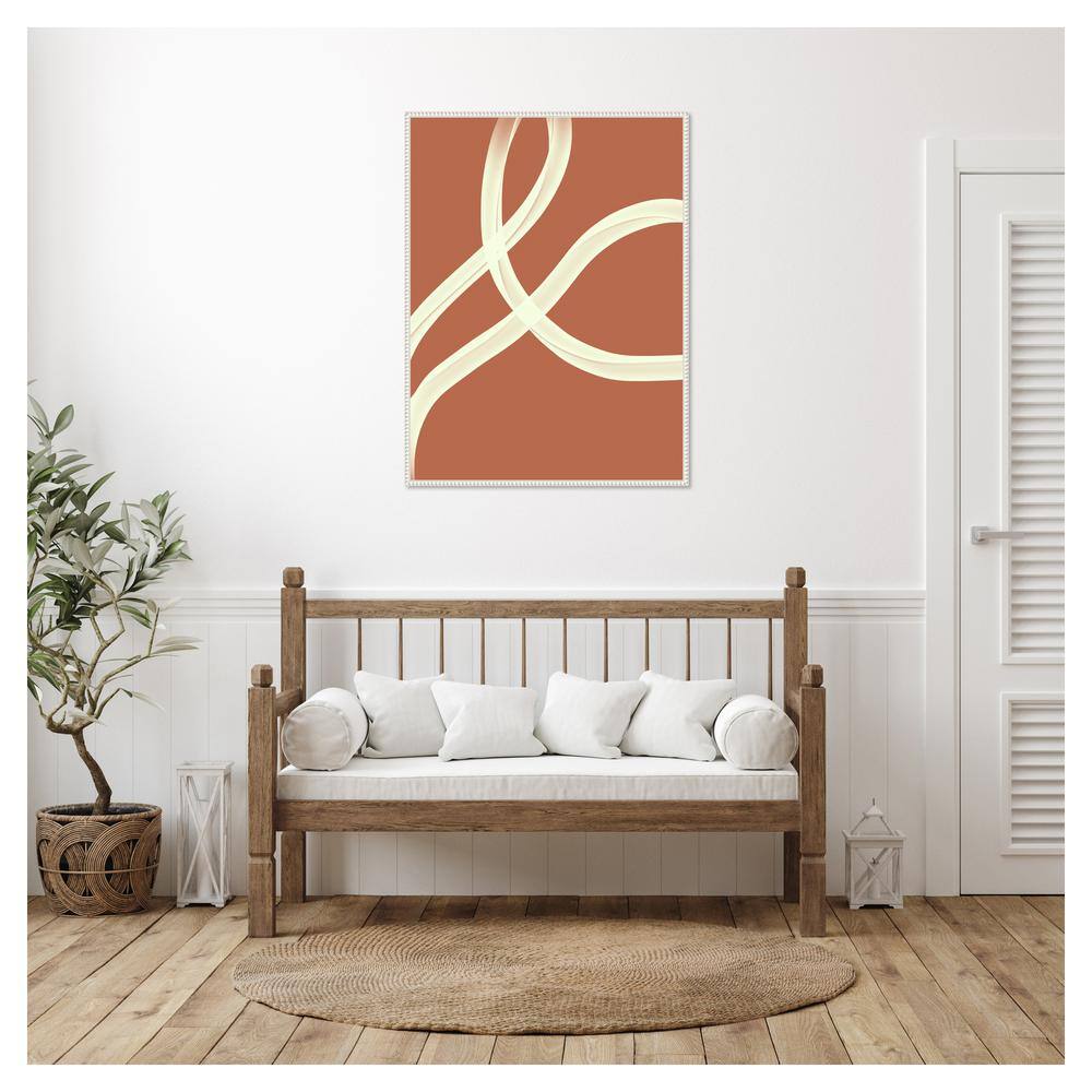 Large Beaded Framed Abstract Canvas Wall Art in Beige and Brown