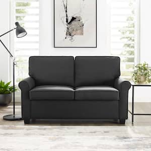 Addison 57 in. Jet Black Solid Polyester 2-Seat Twin Sofa Bed with Memory Foam Sleeper