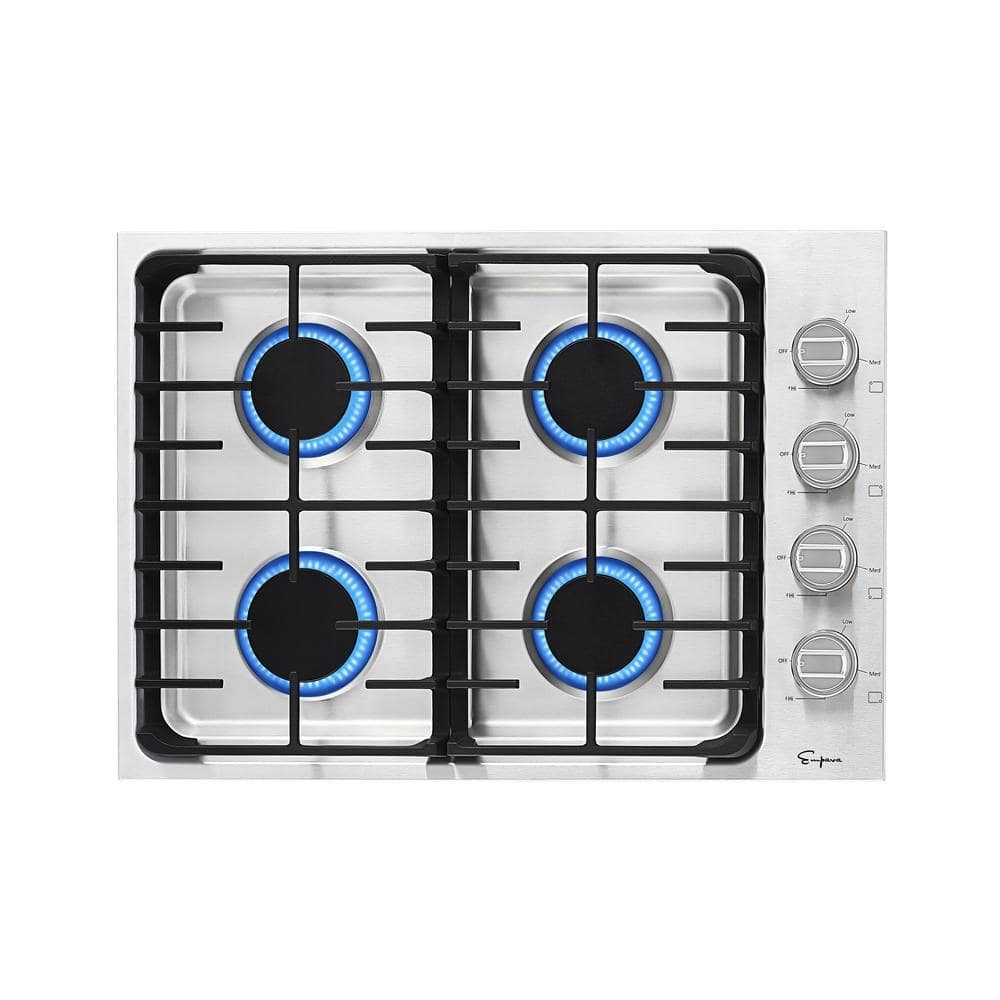 Empava 30 in. Built-In Gas Cooktop in Stainless Steel with 4 Burners Gas Stove Including Power Burners and Side Control Knobs, Silver