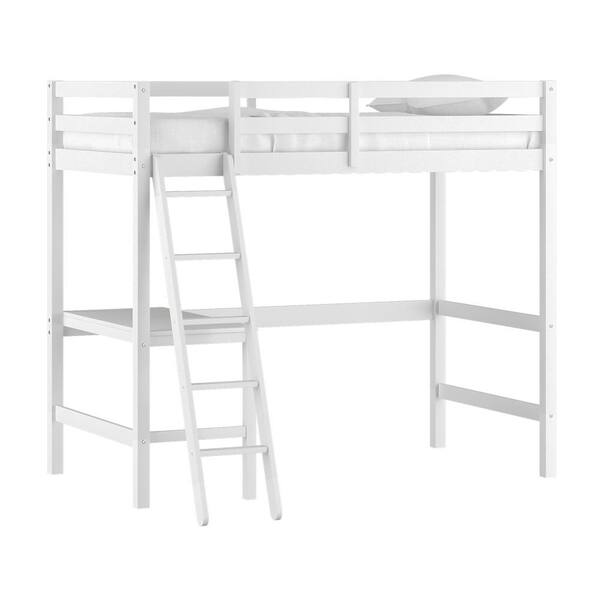 Hillsdale Furniture White Baylor Wood Twin Loft Bunk Bed with Study ...