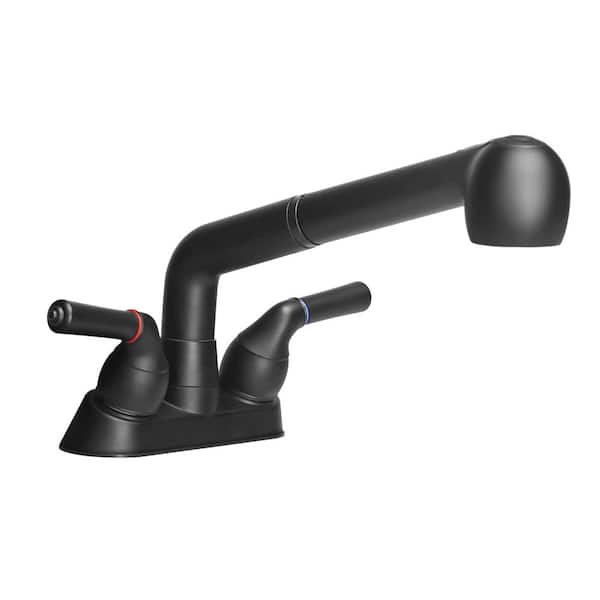 8 in. H x 10.1 in. W x 9.8 in. D Matte Black Utility Sink Faucet, Laundry Room Faucet with Pull Out Sprayer