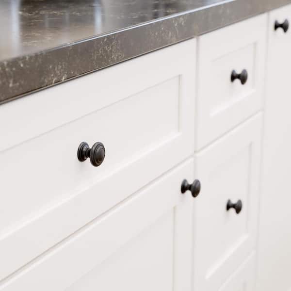 30-Pack Simple Double Ring 1-1/8 in. (29 mm) Classic Matte Black Round Cabinet Knobs