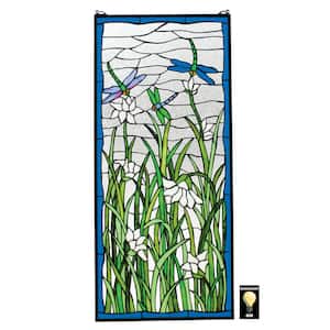 Dragonflies Dance Stained Glass Window Panel