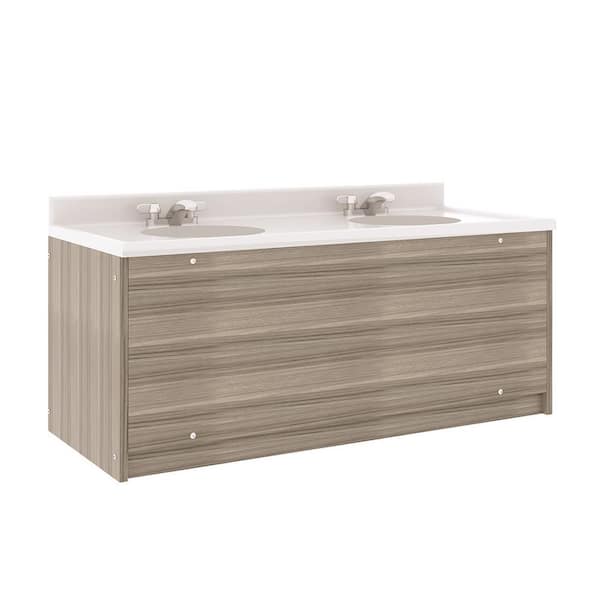 TOT MATE 49 in. W x 21 in. D x 21.5 in. H Double Sink Freestanding Kids Bathroom Vanity with White Marble Top (Shadow Elm Gray)