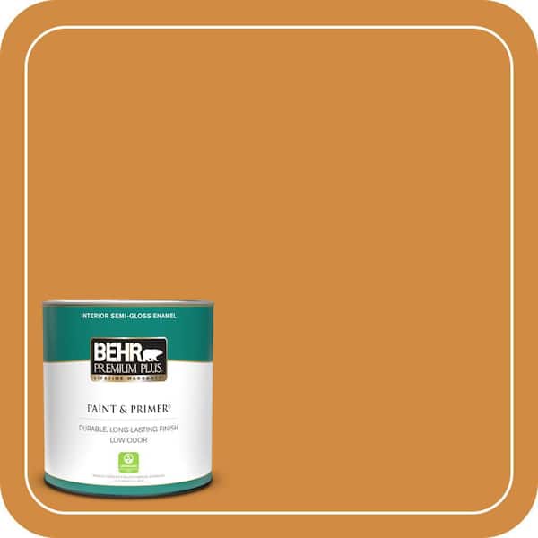 BEHR PREMIUM PLUS 1 qt. #PMD-105 Buried Treasure Semi-Gloss Enamel Low Odor Interior Paint & Primer