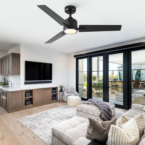 Kaleido 48 in. Indoor Matte Black Standard Ceiling Fan with Light and Dual-Finish Blades Ceiling Fans