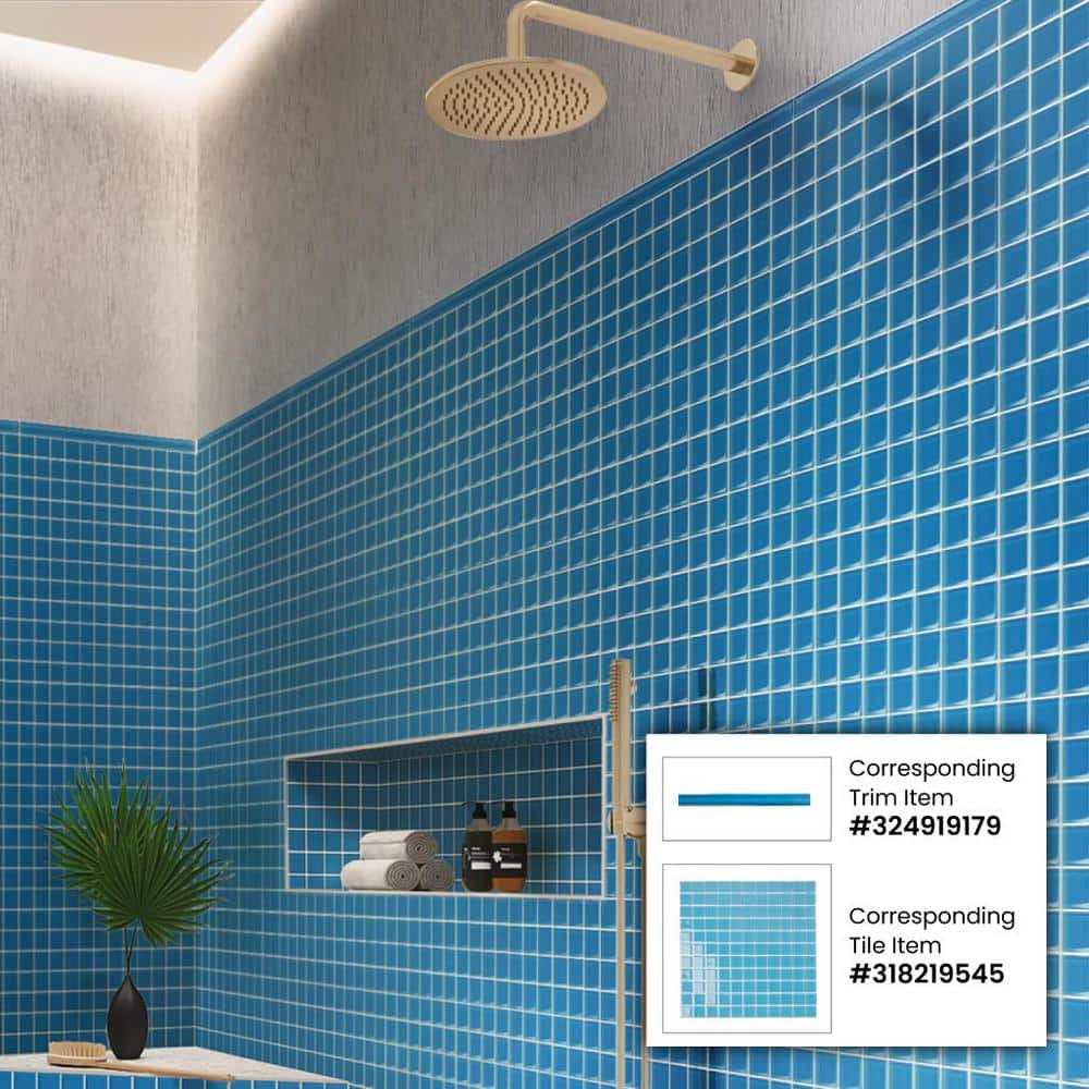 Sky Blue 11.8" x 11.8" Polished Glass Mosaic Tile