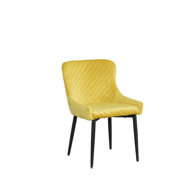 Spaco Yellow Velvet Fabric Seat Dining Chair With Metal Tube Legs (Set of 2)