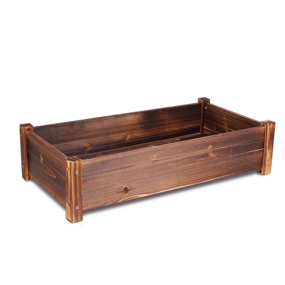 26 in. x 13 in. x 6 in. Pine Wood Small Window Box Planter Bed for Planting