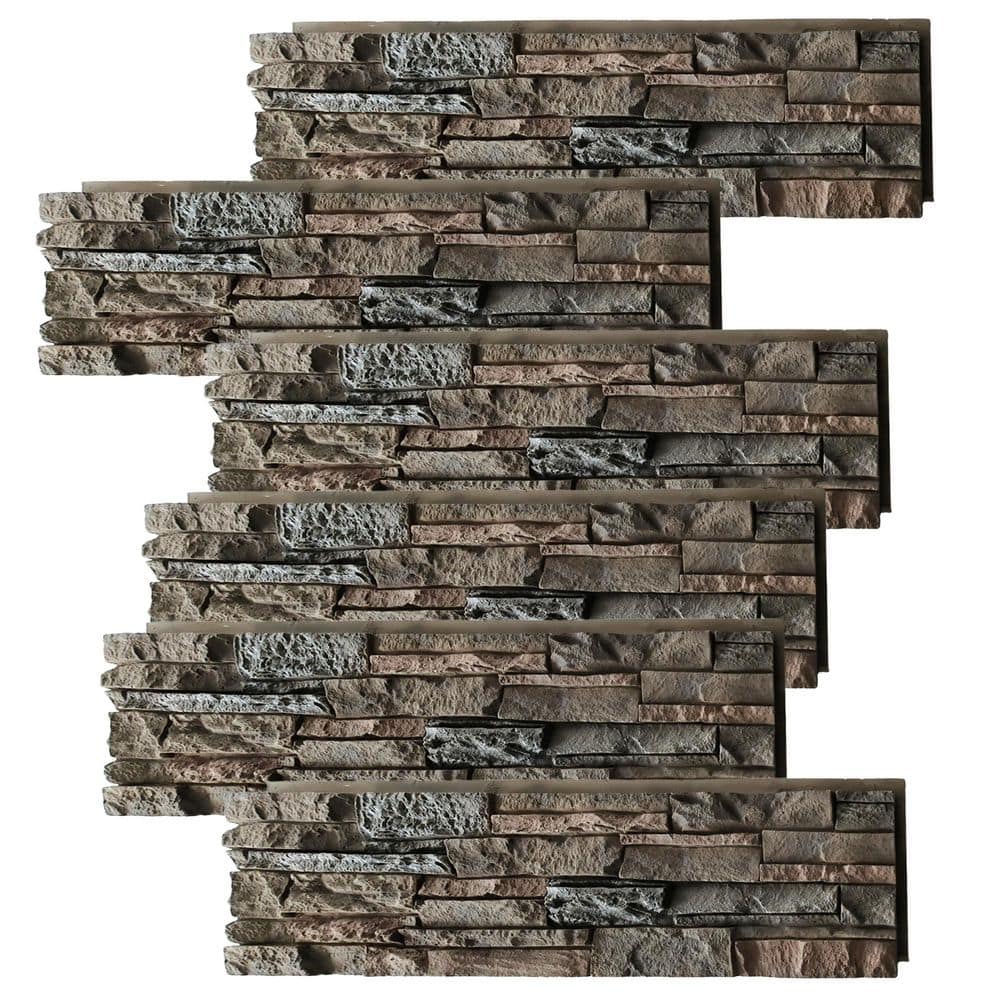 6-Packs Faux Stone Wall Covering Panels 44.88 in. W for Interior & Exterior Decor, DIY Home Siding Panels, Brown price history on PriceWatchPro