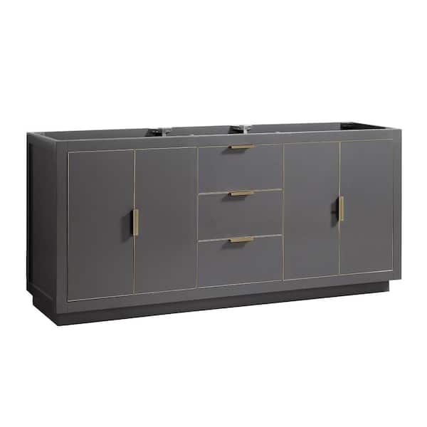 Austen 72 in. Bath Vanity Cabinet without Top in Twilight Gray with Gold Trim